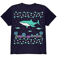 Animal World Youth Christmas Tee Shirts Holiday Cute T-Shirts for Kids Xmas Ugly Christmas Sweater, Shark Coral Reef, Cotton