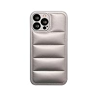 Down Jacket Phone Case Compatible with iPhone 13 Pro 6.1 inch Luxury Fashion Unzip Sofa Silicone Puffer Soft Touch Cloth Full Portection Shockproof Girls Women Cover Shell for 13pro,Silver
