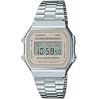 CASIO A168WA-8AYES Unisex Adult Quartz Watch with Stainless Steel Strap, Silver, silver, Bracelet