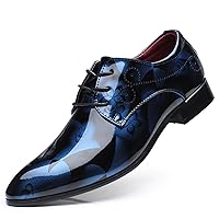 Men's Patent Leather Tuxedo Dress Shoes Classic Lace-Up Plus Size Dress Oxford Shoes