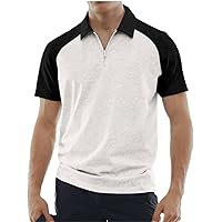Polo Shirts for Men Casual 1/4 Zipper Button Short Sleeve Golf Shirts Slim Fit Business Official Work Formal Polo Shirt