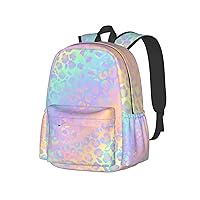 Rainbow Leopard Print Backpack Large Laptop Backpack Casual Daypack School Bag for Kids Teen Boy Girl