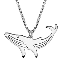 RAIDIN Stainless Steel Ocean Animal Whale Necklace Pendant for Women Girls 18K Gold Silver Plated Cute Whale Necklaces Minimalist Jewelry Gifts for Her Mom Girlfriend