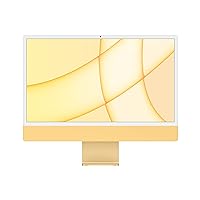 2021 Apple iMac with Apple M1 Chip with 8-core CPU (24-inch, 8GB RAM, 256GB SSD Storage) (QWERTY English) Yellow (Renewed)