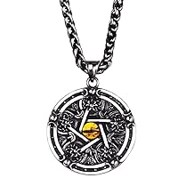 Punk Pentagram Necklace Titanium Stainless Steel Pentacle Star Pendant Necklace Personalized Evil Eye Necklace for Men Boys 28 inches Wheat Chain