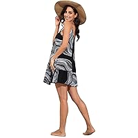 BUENOS NINOS Women's V Neck Floral Summer Dress Boho Printed Adjustable Spaghetti Strap Beach Short Dress with Pockets