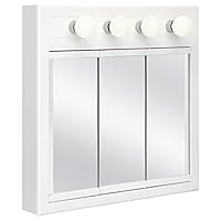 532382-WHT Concord Medicine 4-light Durable White Frame Bathroom Wall Cabinet w/Mirrored Doors, 30-Inch