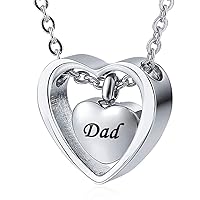 Double Heart Cremation Urn Necklace for Ashes Pendant Stainless Steel Ashes Keepsake Memorial Jewelry for Loved One