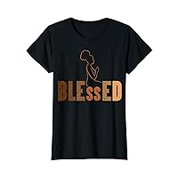 Black History Blessed Afro Praying African American Women T-Shirt