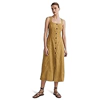 Madewell Button-Front Midi Dress in 100% Linen