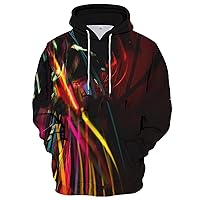 Graphic Sweatshirts for Men 3D Printed Long Sleeve Hooded Sweatshirt Casual Plus Size Drawstring Hoodies with Pocket