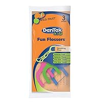 Dentek Kids Fun Flossers with Advanced Fluoride Coating | Pack of 144 | 3 Count Trial & Travel Size,3 Count (Pack of 144)