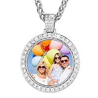 U7 Custom Photo Necklace Men Women Personalized Jewelry Customized Any Picture Pendant Stainless Steel Chain 18-30 Inch Tennis Necklaces, Mothers or Lover Gift