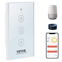 Smart Dimmer Light Switch, 2.4GHz Wi-Fi Switches, 3 Way Dimmable Switch for LED Lights, Stepless Dimming with Touch Panel, App Control Voice Works with Alexa Google Home, Neutral Wire Needed