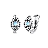 Evil Eye Leverback Earrings Sterling Silver Moonstone Earrings Evil Eye Drop Dangle Earrings Jewelry Gifts for Women Girls