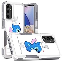for Samsung Galaxy A15 5G, Stitch Ohana Family Pattern Shock-Absorption Hard PC and Inner Silicone Hybrid Dual Layer Armor Defender Case for Samsung Galaxy A15 5G (2024)