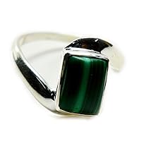 Genuine Malachite Rings 925 Sterling Silver Green Gemstone Handcrafted Jewelry for Gift Size 4-13