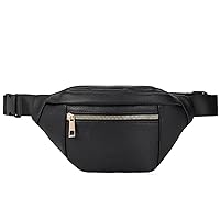 Telena Leather Fanny Packs for Women Cross Body Bag Leather Belt Bag Waist Pack with Adjustable Strap Black
