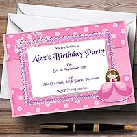 Pink And Purple Princess Theme Personalized Birthday Party Invitations