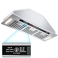 Range Hood Insert 36 Inch,900 CFM Smart Voice/Gesture/Touch Control, 4 Speed Exhaust Fan,Stainless Steel Kitchen Hood with Charcoal Filter, Ducted/Ductless Convertible