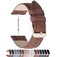 22mm Leather Watch Band Compatible with Samsung Galaxy Watch 46mm,Galaxy Watch 3 45mm,Gear S3 Frontier/Classic,Fossil gen 6,Garmin Vivoactive 4/Forerunner 945,Brown+Rose Gold Buckle