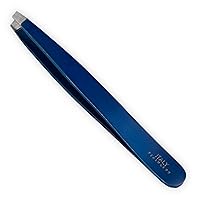 Italy - Deluxe Slant Tip Tweezers, Stainless Steel, for Eyebrow Shaping and Removing Hair from Face and Body
