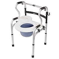 Dual Folding 5-in-1 Bathroom Mobility & Aid Commode Walker Seat, Height Adjustable Daily Living Aid