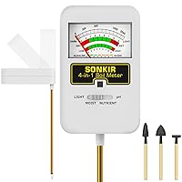 Soil Moisture Meter, 4-in-1 Soil Ph Meter, Soil Tester for Nutrients, Moisture, PH and Light, Soil Ph Test Kits for Plant, Great for Garden, Lawn, Indoor & Outdoor Use (No Battery Required)