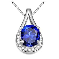 Gualiy Tanzanite Necklace White Gold, 18K Gold Pendant Necklace Teardrop with Oval Tanzanite 1.3ct 1.65ct Necklace