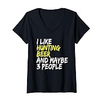 Womens I like Hunting & Beer Beer drinkers Hunting Retirees Hunters V-Neck T-Shirt