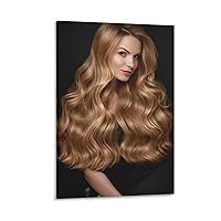 Posters Hair Salon Poster Black Background Long Curly Hair Curly Hair Poster Fashion Hair Salon Poster Canvas Art Poster And Wall Art Picture Print Modern Family Bedroom Decor 20x30inch(50x75cm) Frame