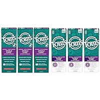 Tom's of Maine Whole Care Natural Toothpaste with Fluoride, Cinnamon Clove & Whole Care Natural Toothpaste with Fluoride, Spearmint, 4 Ounce (Pack of 3)