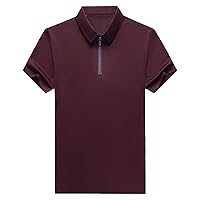 Mens Zipper Polo Shirts Fashion Casual Short Sleeve Classic Golf Shirt Outdoor Collared Athletic Tennis Polo T Shirt