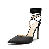 DREAM PAIRS Women's Strappy High Stilletos Heels Pointed Toe Sexy Slingback Lace Up Dress Wedding Pumps Shoes