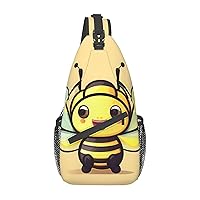 Yellow Bee Printed Crossbody Sling Backpack,Casual Chest Bag Daypack,Crossbody Shoulder Bag For Travel Sports Hiking