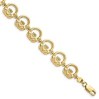 14k Gold Irish Claddagh Celtic Trinity Knot Circle Horizontal Link Bracelet 7.25 Inch Measures 10.4mm Wide Jewelry for Women