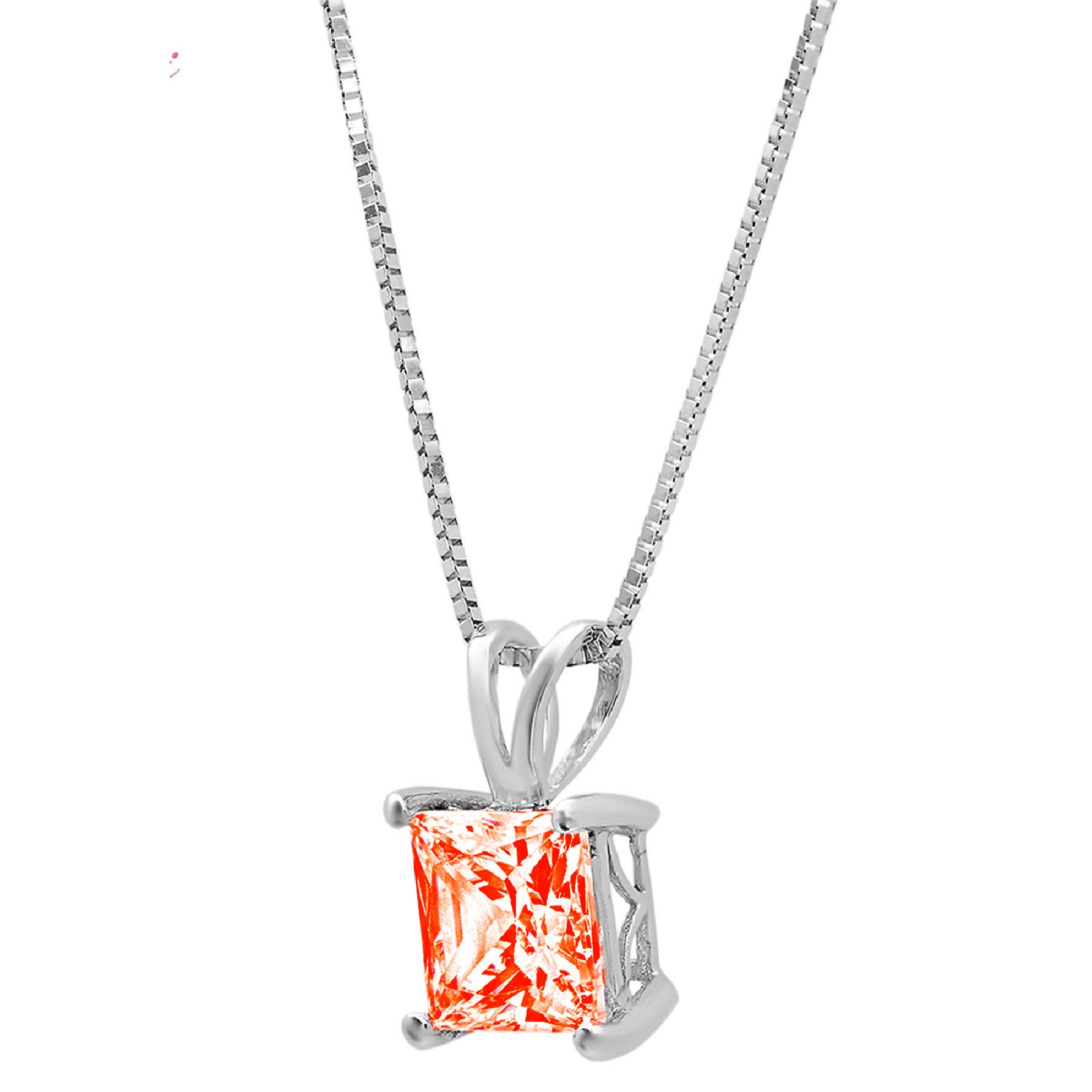 Clara Pucci 3.1 ct Brilliant Princess Cut Stunning Genuine Flawless Red Simulated Diamond Gemstone Solitaire Pendant Necklace With 18
