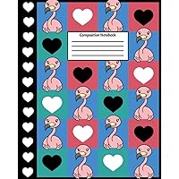 Composition Notebook: Back-to-School Notebook | Wide Ruled | 8 x 10 | 100 Pages | Flamingo Composition Book