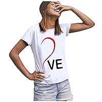 Oversized T Shirts for Women Valentines Day Crewneck Tops Going Out Trendy Short Sleeve Workout Shirts for Women