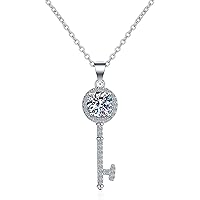 Classic Key Pendant 925 Stainless Steel Necklace D Color VVS Moissanite Pendant For Women Girls Gift