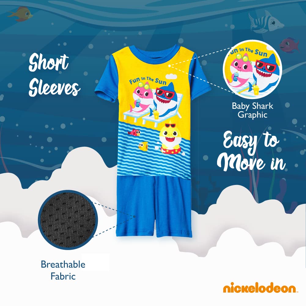 Nickelodeon Boys' Paw Patrol | Baby Shark | Blue's Clues & You 4-Piece Snug-fit Cotton Pajamas Set