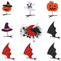 9 Pieces Halloween Hair Clips, Cosplay Head Decorations Gothic Hair Pins Scary Pumpkin Hat Decor Bat Wings Hairpin Headpiece for Party Festival Costume Wear Hair Accessories for Women and GirlsCombo C