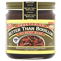 Better Than Bouillon Vegetarian No Beef Base, Made with Seasoned Vegetables, Certified Vegan, Makes 9.5 Quarts of Broth, 38 Servings 8 Ounce (Pack of 1)