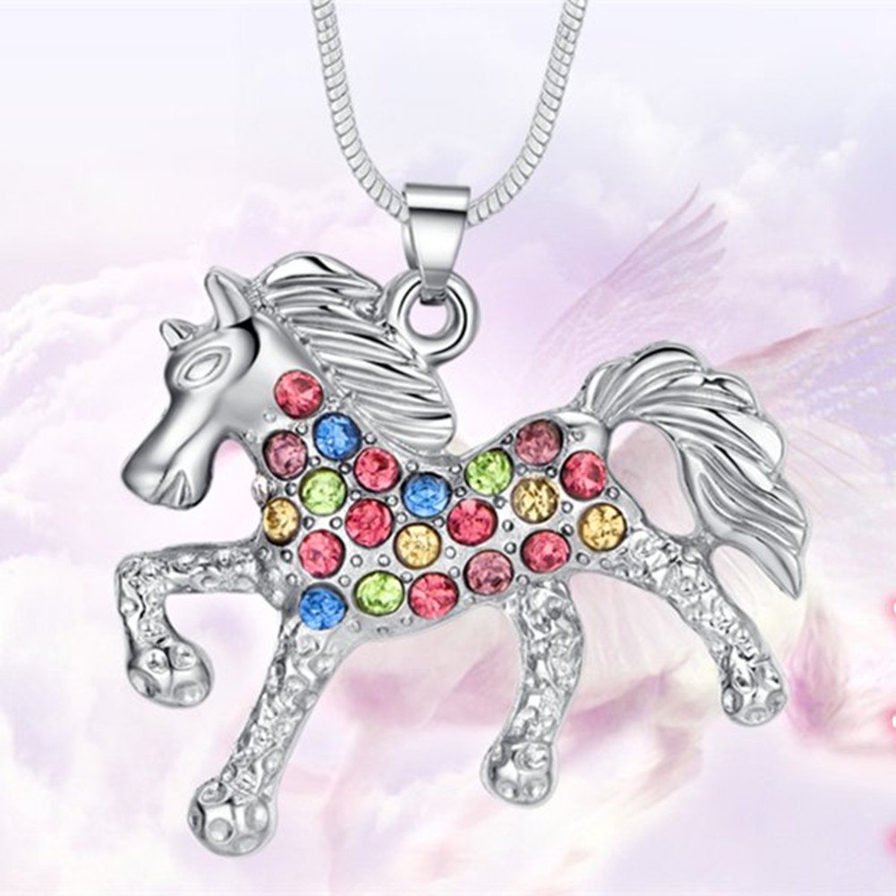 eloi Christmas gift Multicolor Horse Pendant Pony Mustang Necklace for Little Girls Necklaces 18 Inches