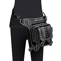 Cool Steampunk Leather Waist Bag Retro Brown Crossbody Bag Rock Men Women Gothic Skulls Fanny Packs Fashion Motorcycle Leg Bags
