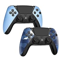 OUBANG 2 Pack Remote for PS4 Controller, Wireless Gamepad Work with Playstation 4 Controllers, Camo Control for PS4 with Joystick, Pa4 Controller for PS4/ Pro/Silm/PC Camouflage Blue and Titanium Blue