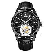 Aesop Real Tourbillon Skeleton Mechanical Hand Wind Vintage Wristwatch Men Sapphire Crystal Manual Winding Business Watch Luminous Waterproof Leather Band Dress Clock Man