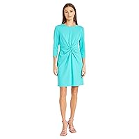 Donna Morgan Sleek and Simple 3/4 Sleeve Shift Center Ruching Flattering Detail | Work Dress for Women