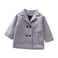 1-6 Years Baby Kids Boys Girls Winter Woolen Coat Cute Long Double Breasted Trench Jacket Warm Outwear Clothes