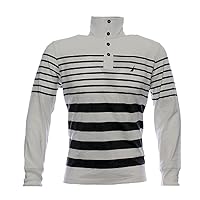 Nautica Men's Long Sleeve Stripe Button Neck Sweater